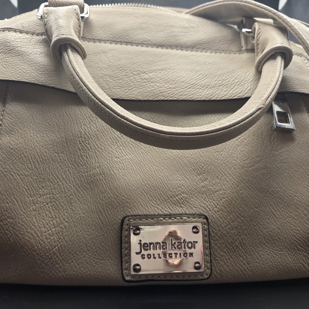 Jenna Kator Collection Vegan Leather Cream Crossbody Satchel
